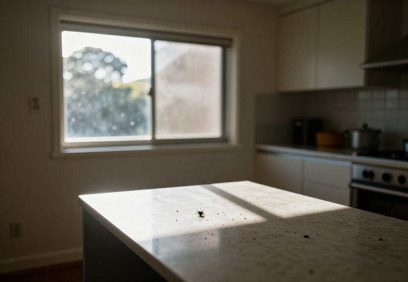 Rodent droppings in a Vaucluse garage before treatment